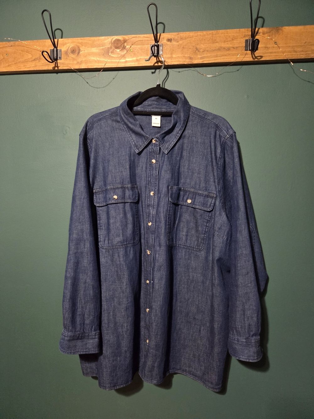 Duluth Trading Co Denim Shirt Dark Wash Indigo Long Sleeve Utility Work Plus 4x